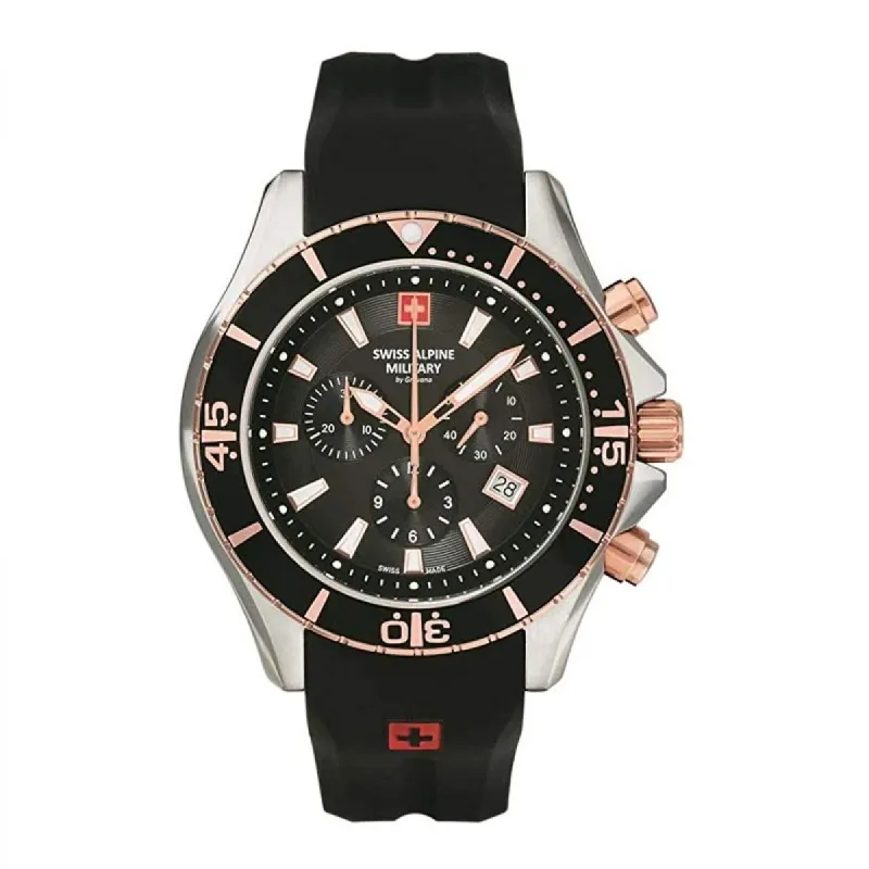 Swiss Alpine Military Quartz Chronograph 7040.9857 10ATM 44MM made by Watch2Day
