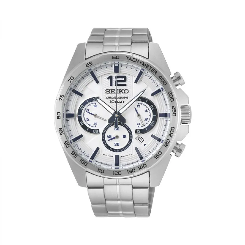 Seiko heren horloge Chronograaf Edelstaal 44MM 10ATM | SSB343P1 sold by Watch2Day
