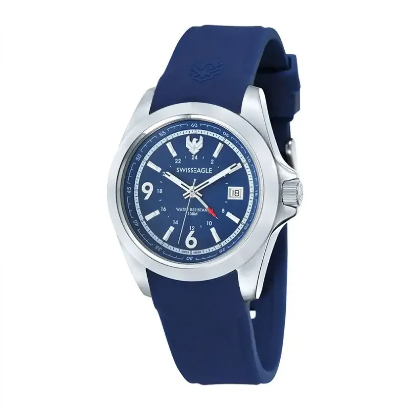 Swiss Eagle Dufaux GMT Staal Siliconen | SE-9066-02 sold by Watch2Day