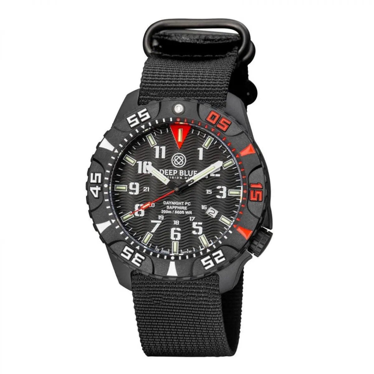 Deep Blue Daynight Diver Tritium Red sold by Watch2Day