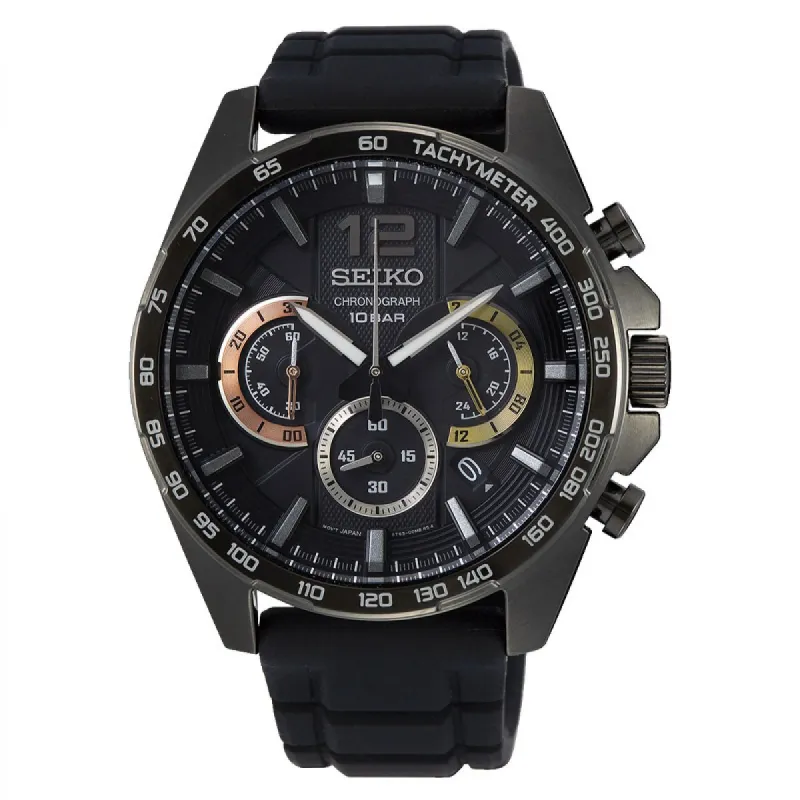 Seiko Chronograph 44MM men Black Steel | SSB349P1 sold by Watch2Day