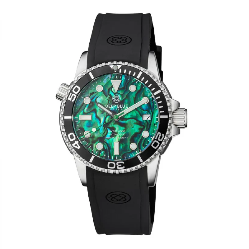 Deep Blue Diver 1000 40mm diver40greenabalone made by Watch2Day