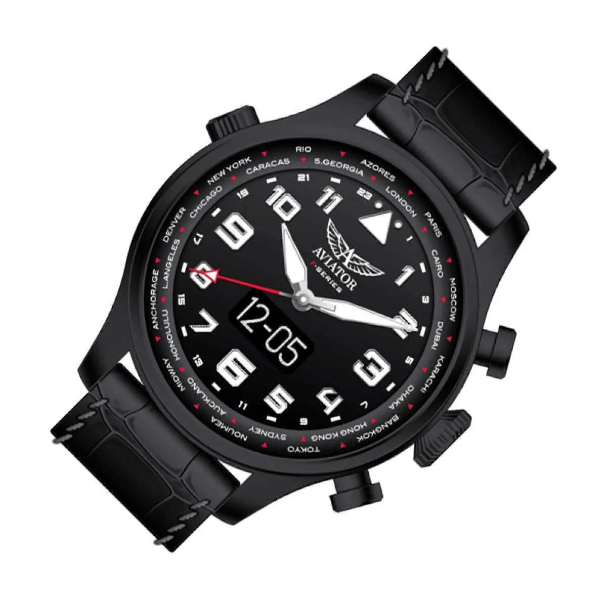 Aviator F-Series Smartwatch 46mm Zwart Staal Leer | AVW79656G421 sold by Watch2Day product image thumbnail 2