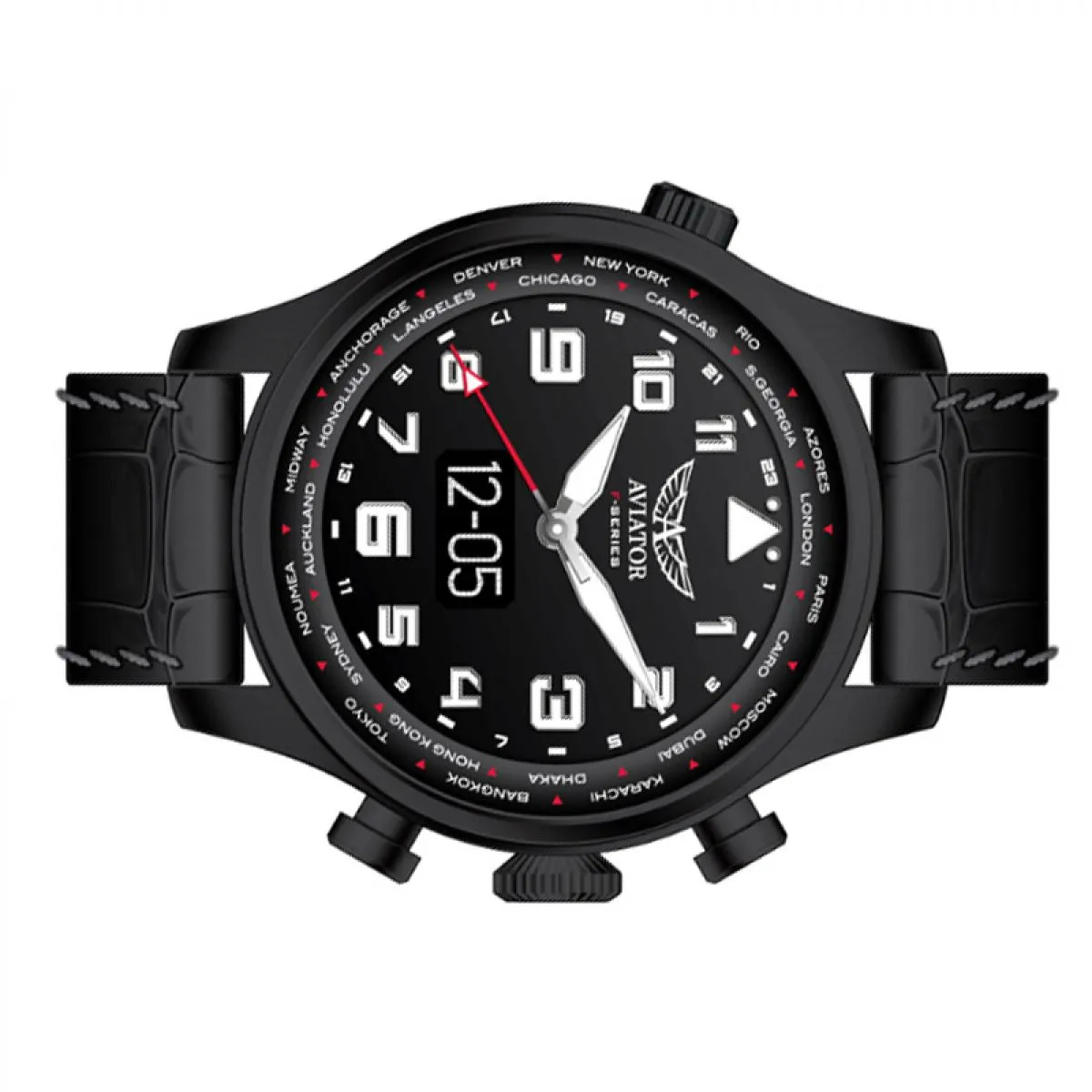 Aviator F-Series Smartwatch 46mm Zwart Staal Leer | AVW79656G421 sold by Watch2Day product image thumbnail 3