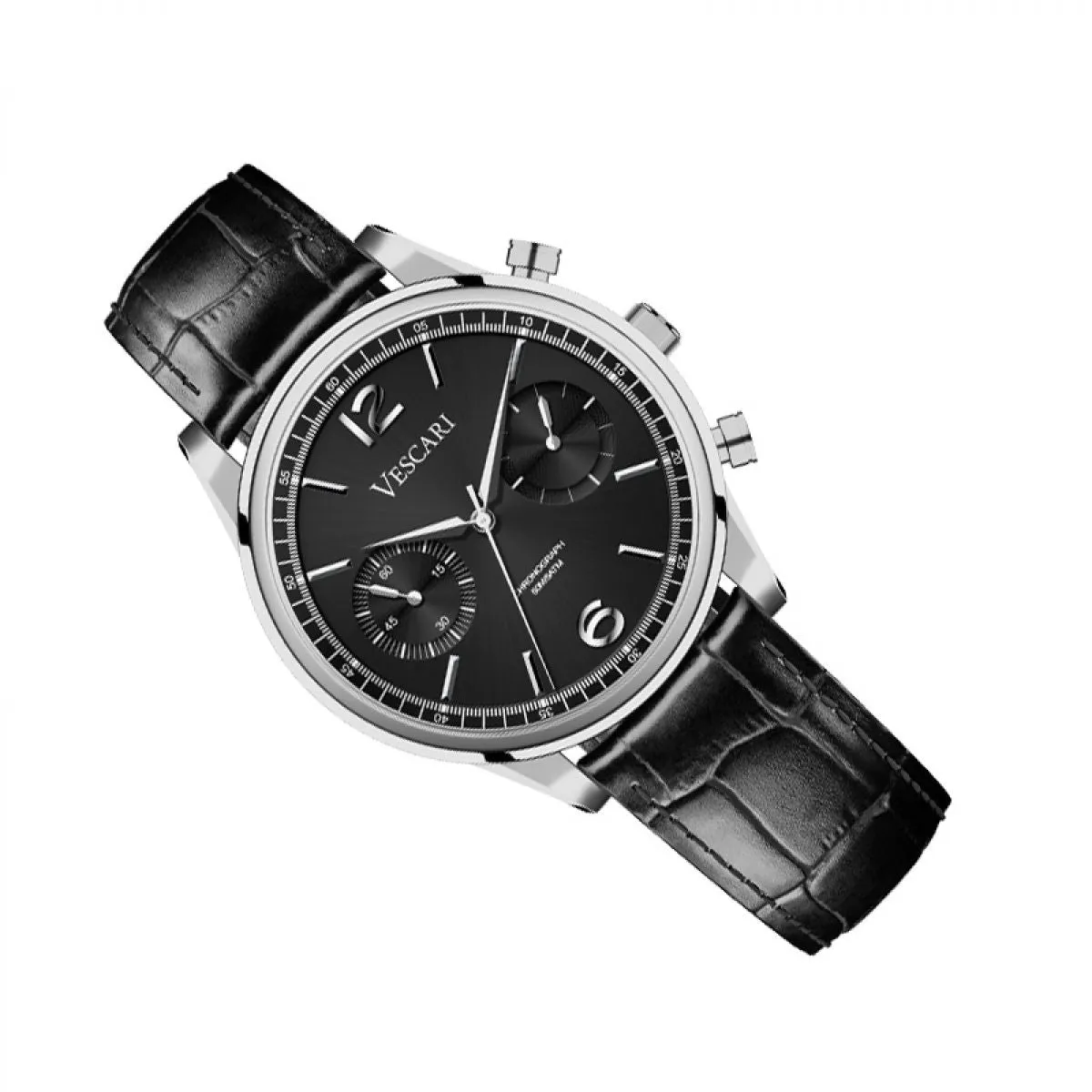 Vescari The Chestor Steel - Black Croco + gratis leren band! sold by Watch2Day product image thumbnail 3