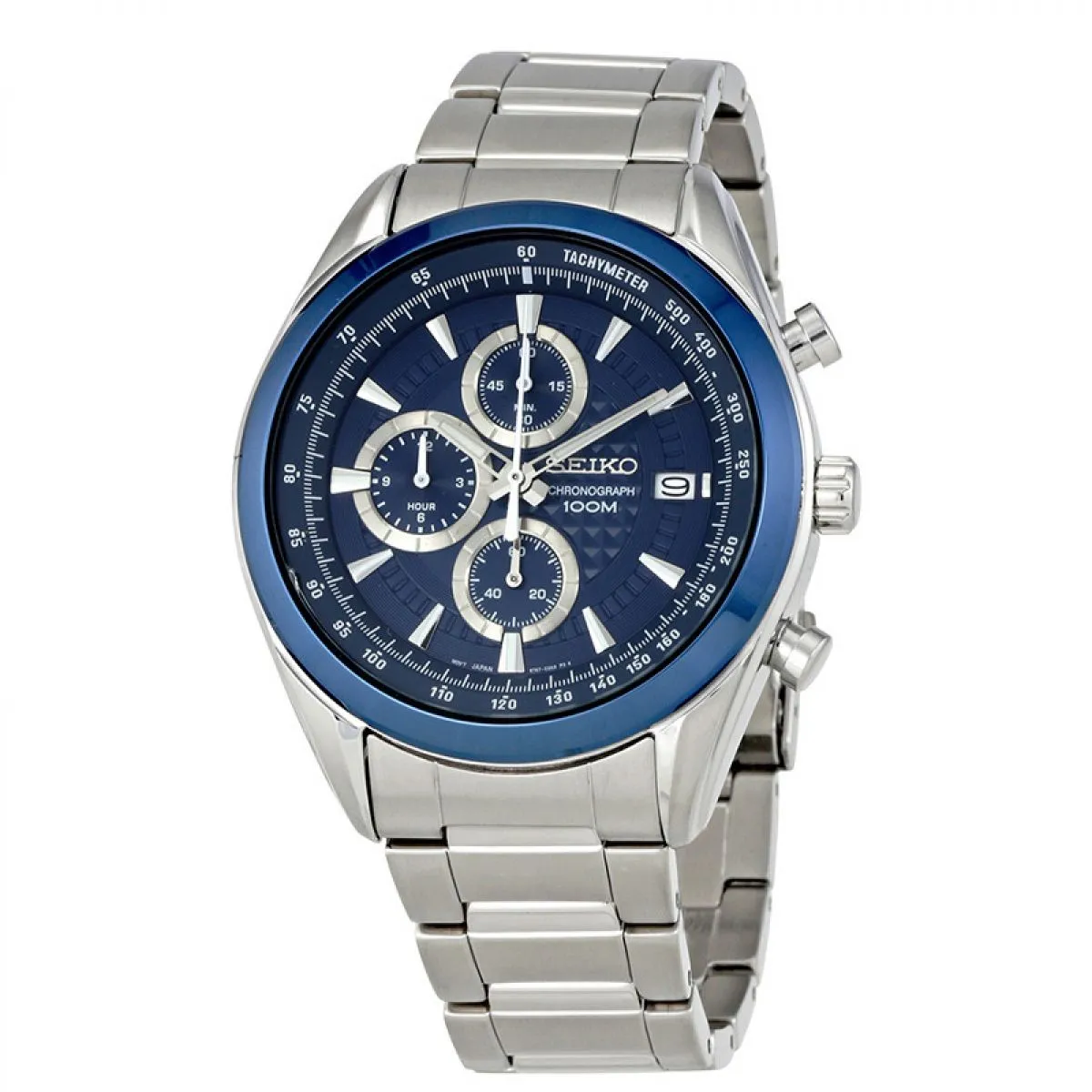 Seiko edelstalen chronograaf Staal Blauw 45 mm | SSB177P1 sold by Watch2Day