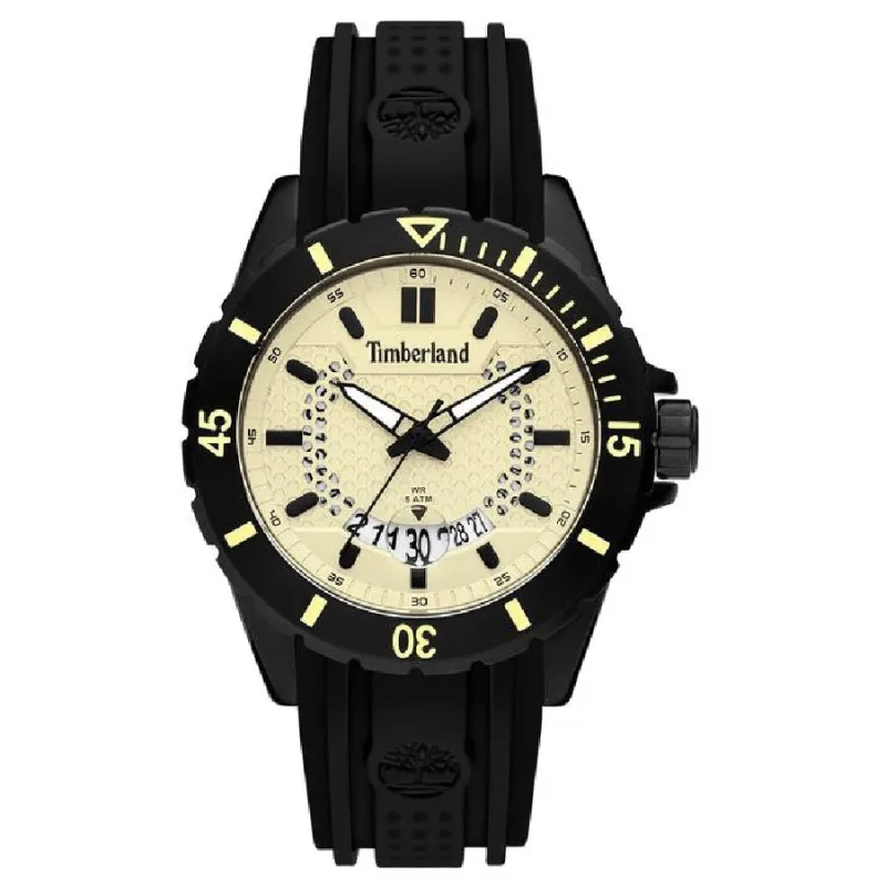 Timberland 15578JSB-14P Heren Horloge MEDFORD46MMBEIGE3HDATEBLACKSILICONmm 5 ATM made by Watch2Day
