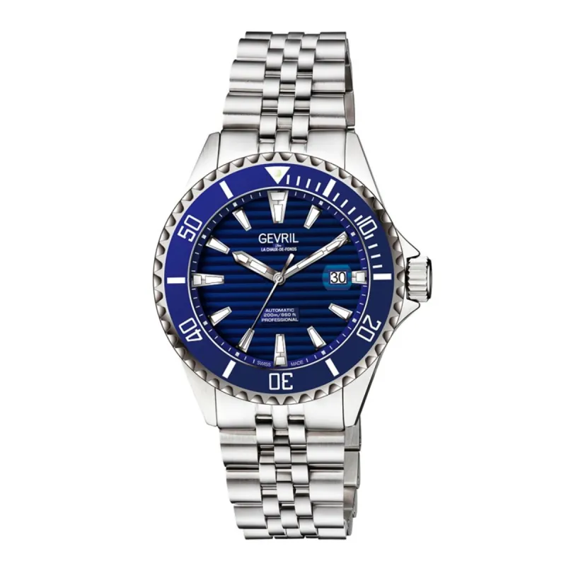 Gevril Men's Chambre Automatic Stainless Steel Bracelet Blue 42601 Heren Horloge made by Watch2Day