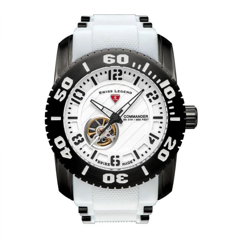 Swiss Legend Commander-IT10 Automatic SL-10069A-BB-02-WHT 50mm 20 ATM sold by Watch2Day
