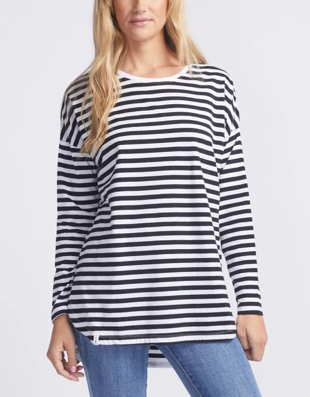 Lauren Stripe Long Sleeve Tee - Black & White Stripe sold by White & Co