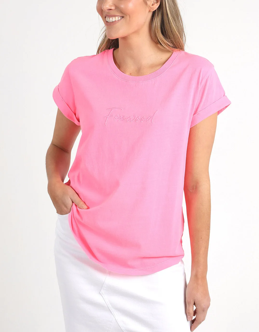 Signature Tee - Neon Rose sold by White & Co