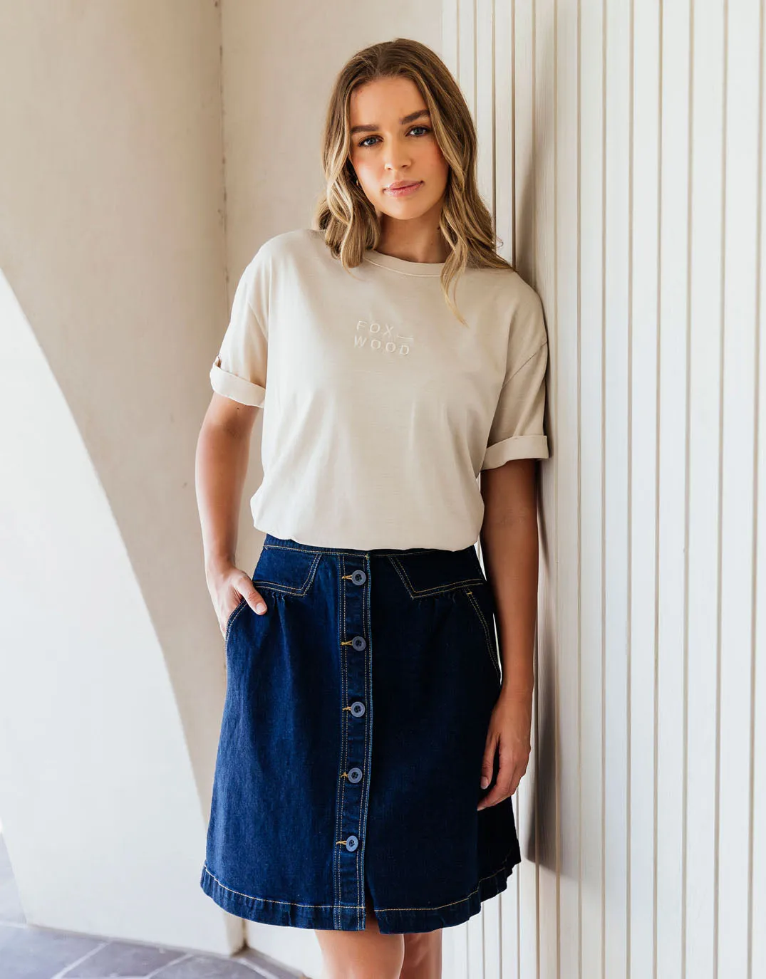 Amanda Skirt - Indigo Denim sold by White & Co