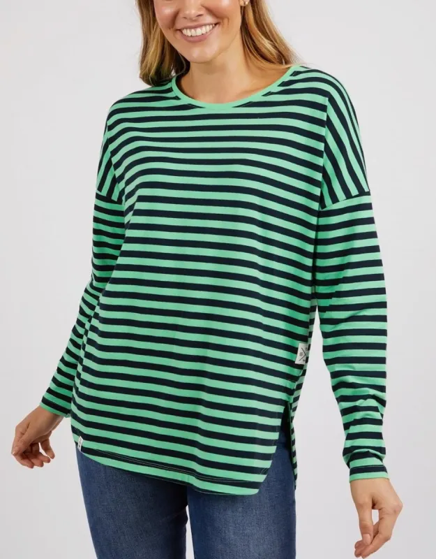 Lauren Stripe Long Sleeve Tee - Meadow/Navy Stripe sold by White & Co