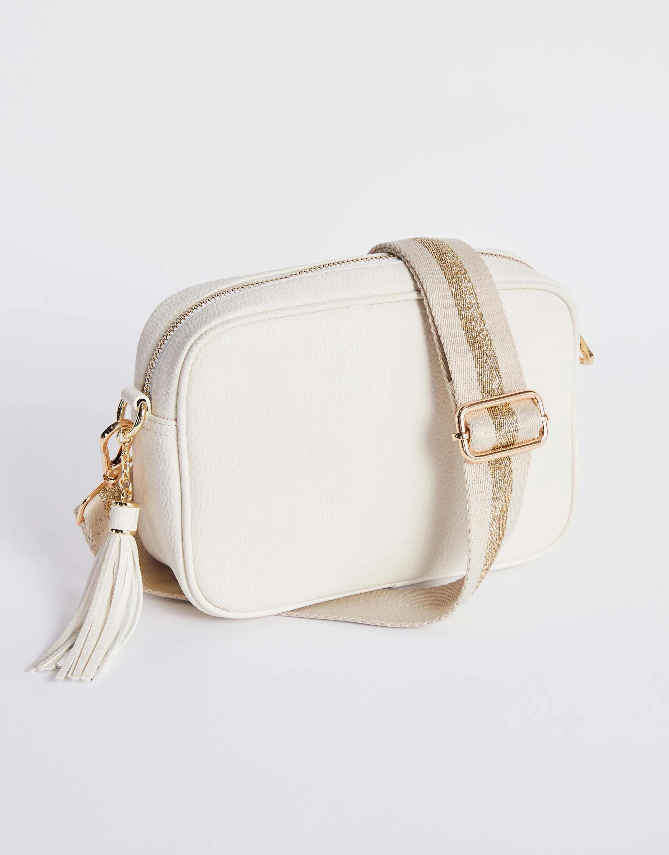 Zoe Crossbody Bag - Ecru/Natural/Gold sold by White & Co