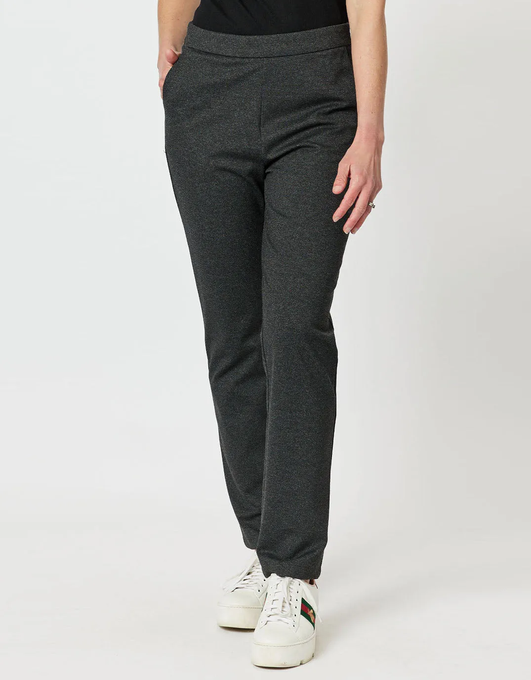 Textured Ponte Pant - Charcoal sold by White & Co