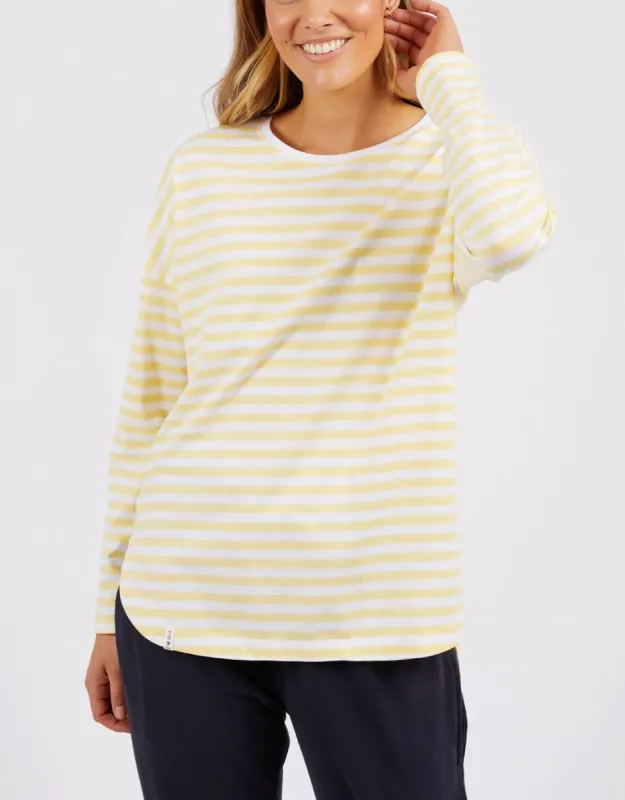 Lauren Long Sleeve Stripe Tee - Banana/White Stripe sold by White & Co