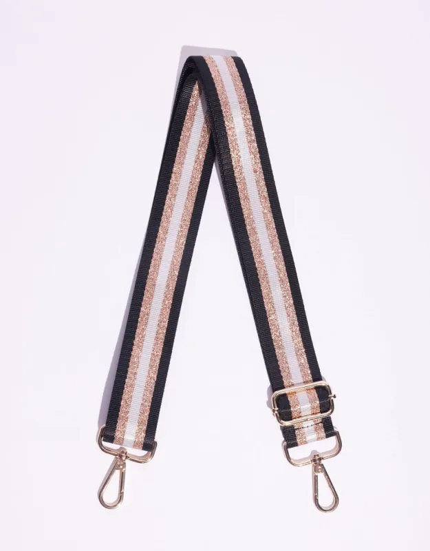 Bag Strap Stripe - Black/Bronze/White sold by White & Co