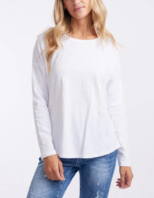 Stella Relaxed Long Sleeve Tee - White sold by White & Co