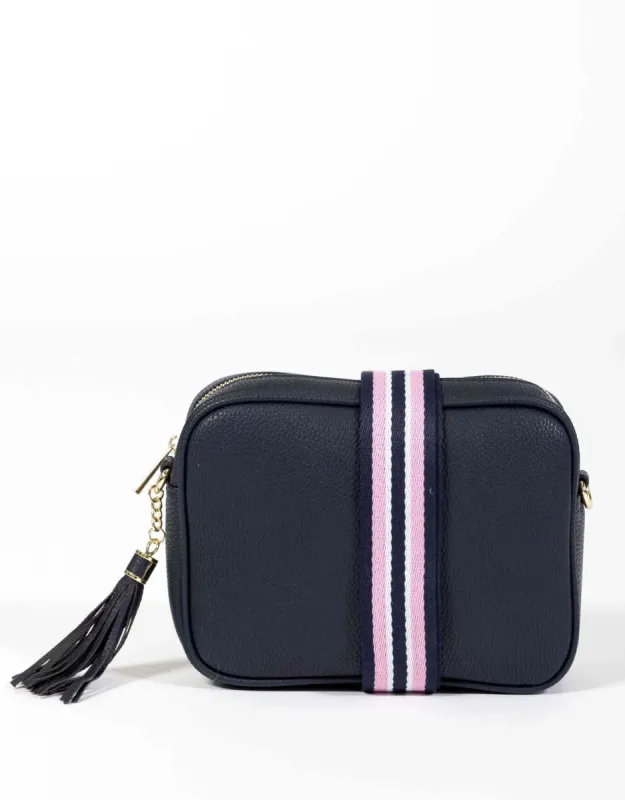 Zoe Crossbody Bag - Navy/Navy & Pink Stripe sold by White & Co