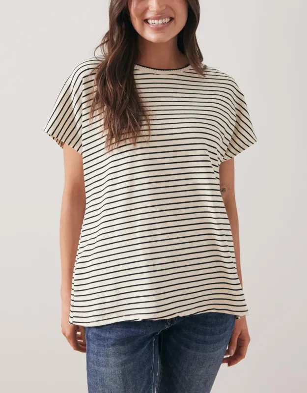 Striped Crew Neck Top - Cream/Black sold by White & Co