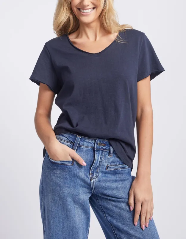 Original V Neck T-Shirt - Navy sold by White & Co