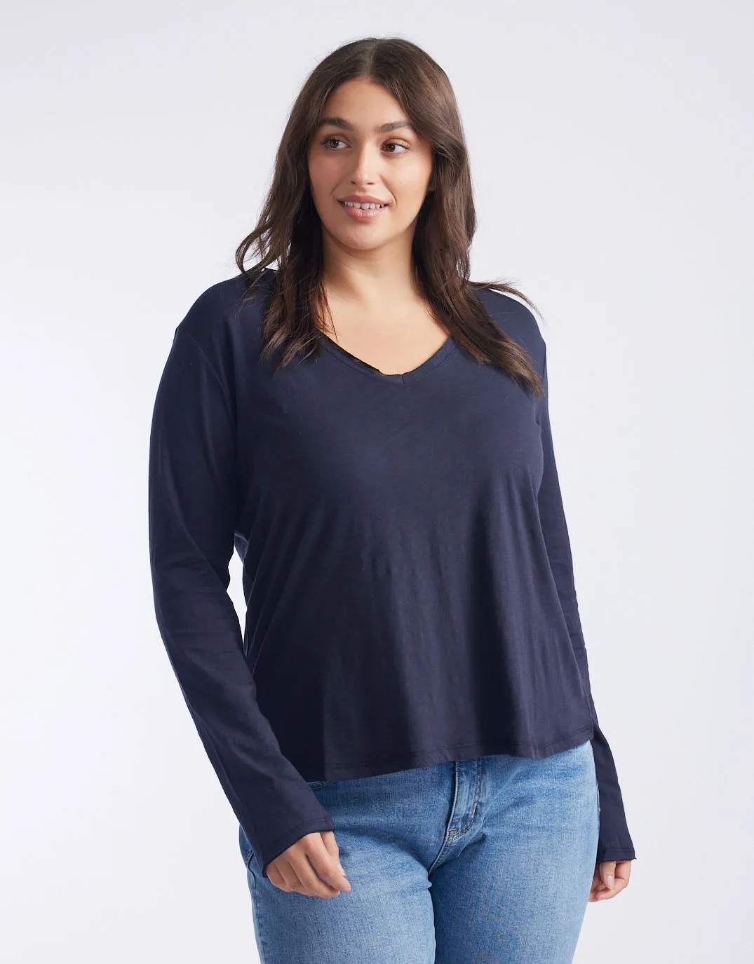 Original V-Neck Long Sleeve T-Shirt - Navy sold by White & Co product image thumbnail 2