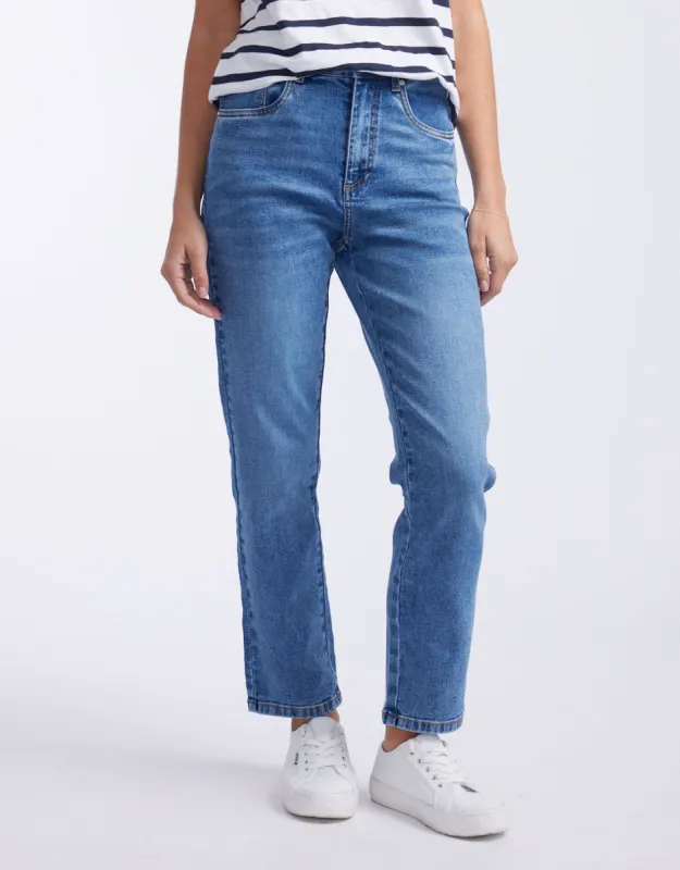 Noelle Straight Leg Jean - Mid Blue sold by White & Co