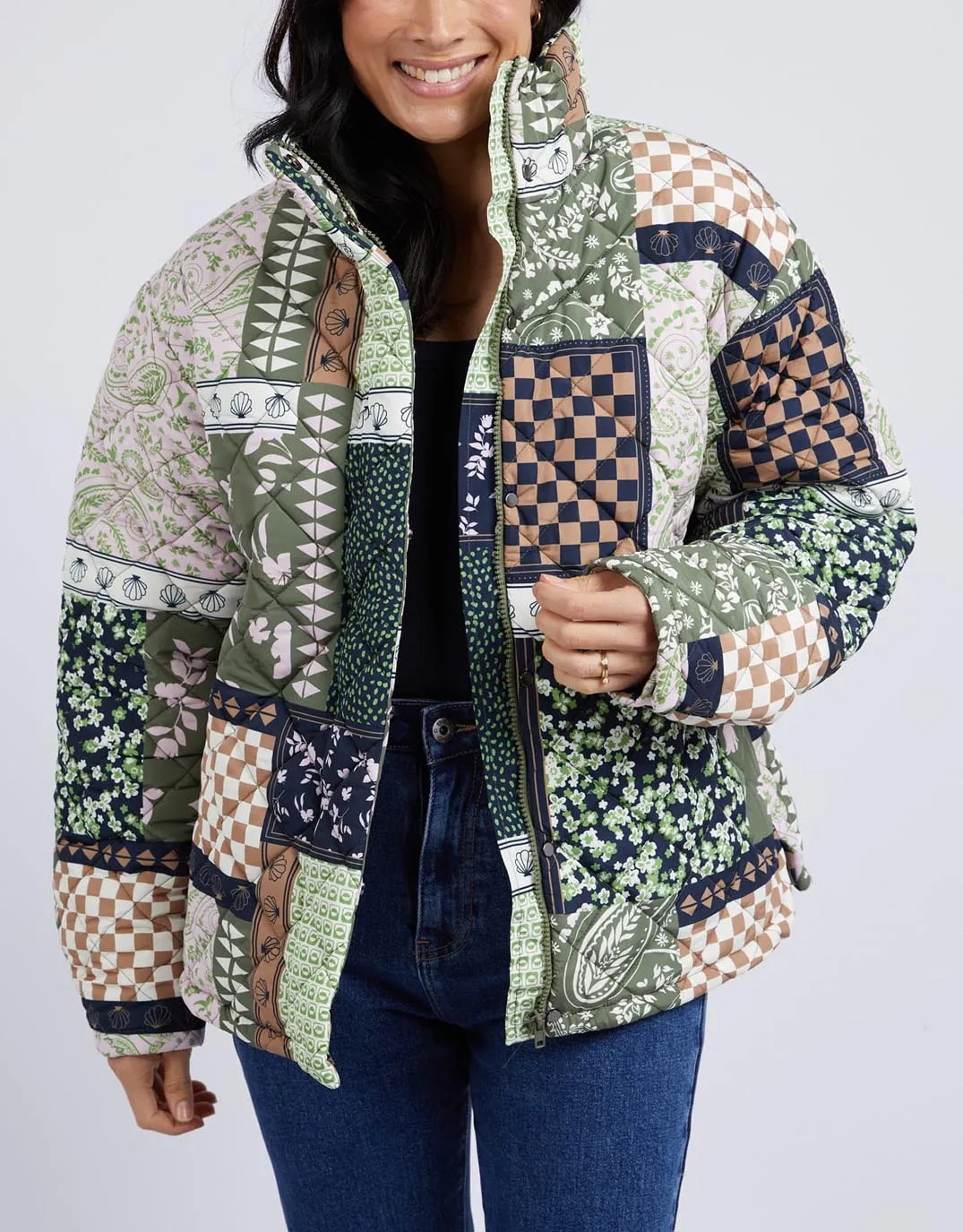 Vetiver Patchwork Jacket - Patchwork Print sold by White & Co