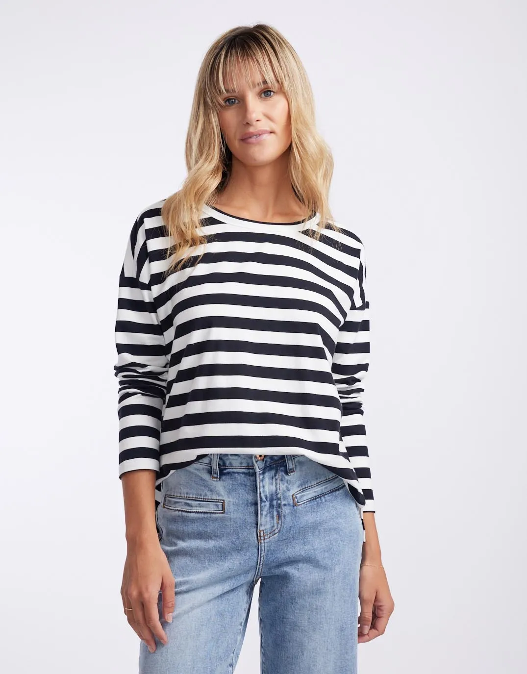 Relaxed Long Sleeve T-Shirt - Frenchie Stripe sold by White & Co product image thumbnail 5