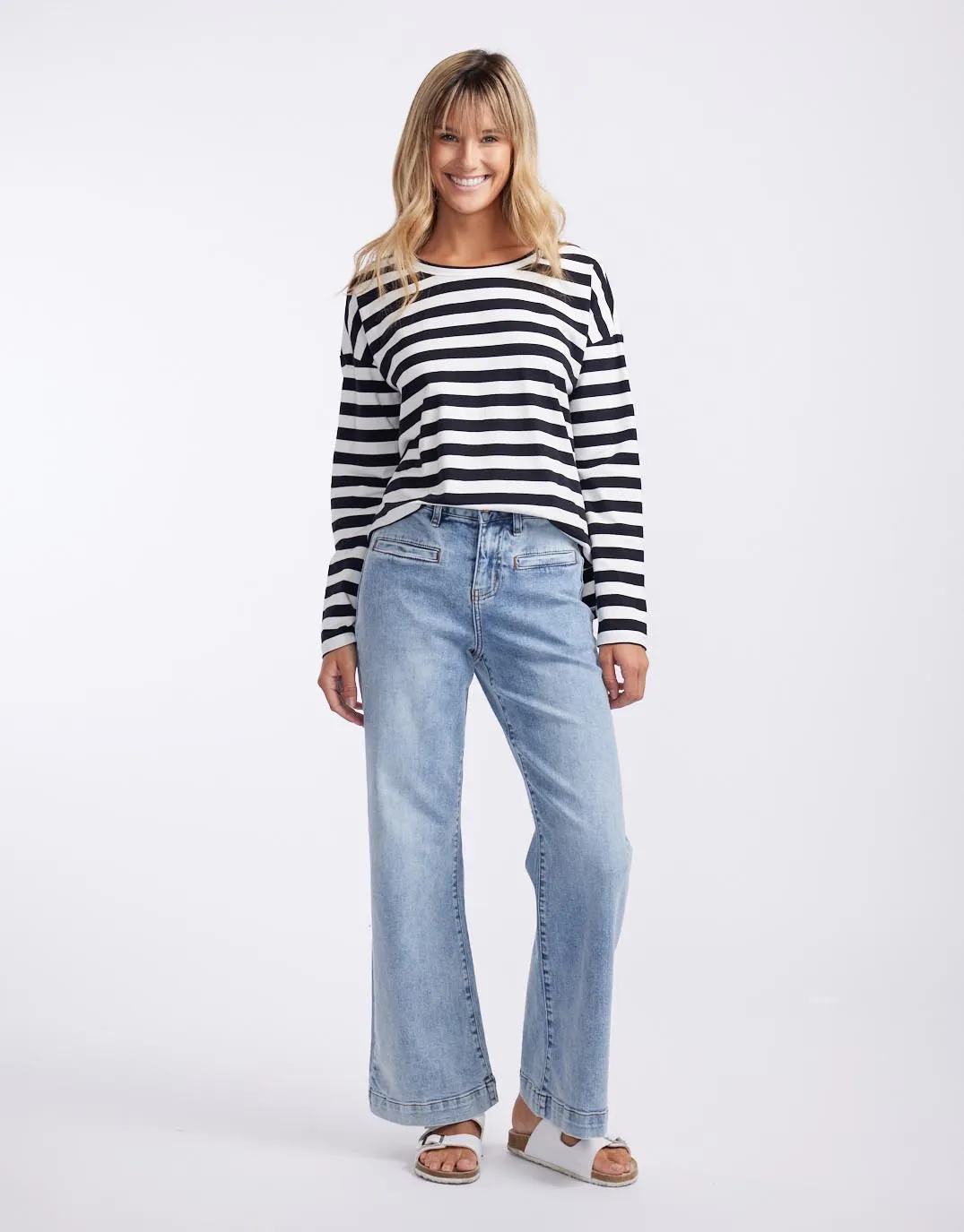 Relaxed Long Sleeve T-Shirt - Frenchie Stripe sold by White & Co product image thumbnail 3