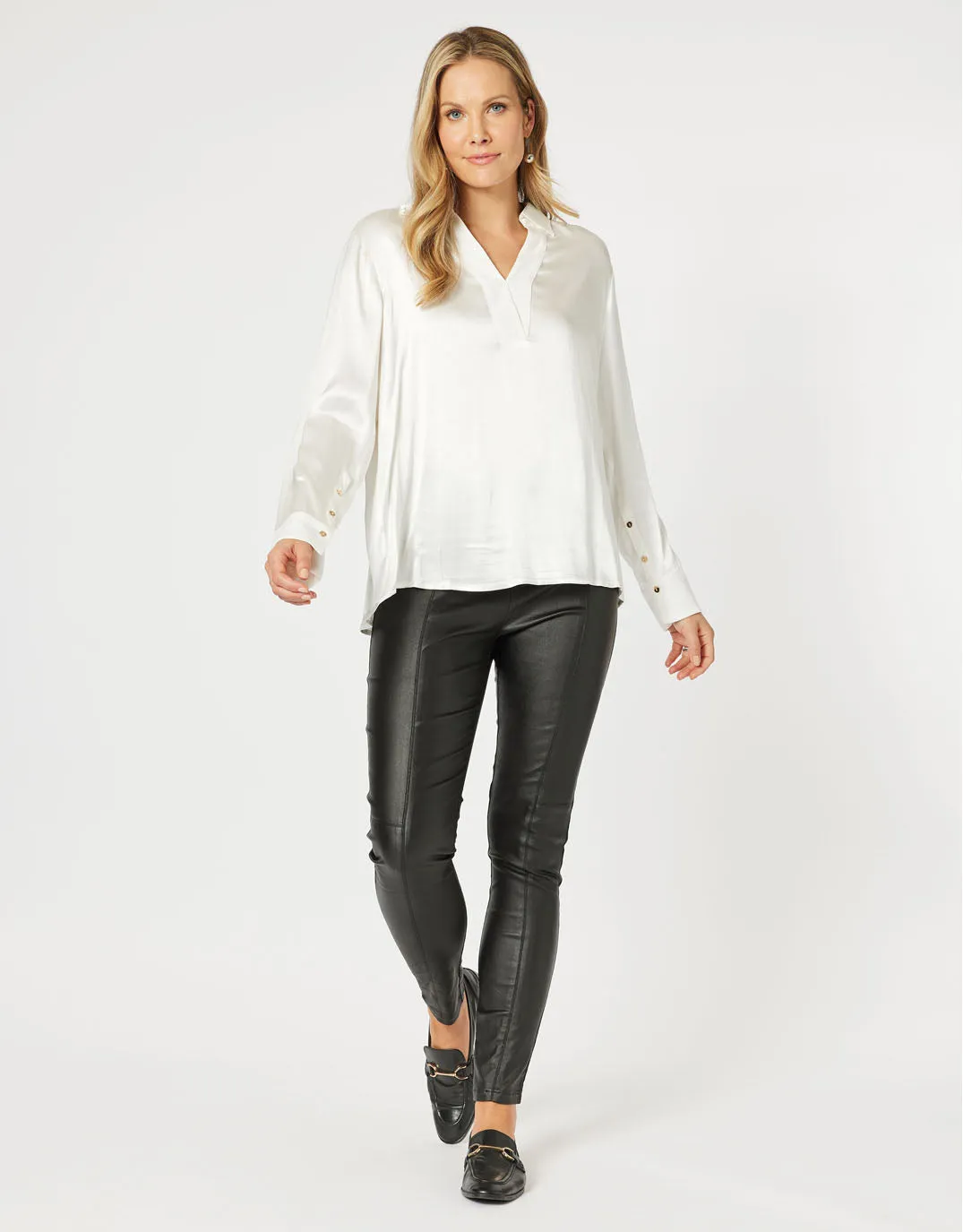 Luna Faux Leather Straight Leg Pant - Black sold by White & Co product image thumbnail 4