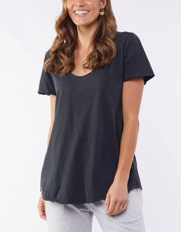 Fundamental Vee Tee - Washed Black sold by White & Co