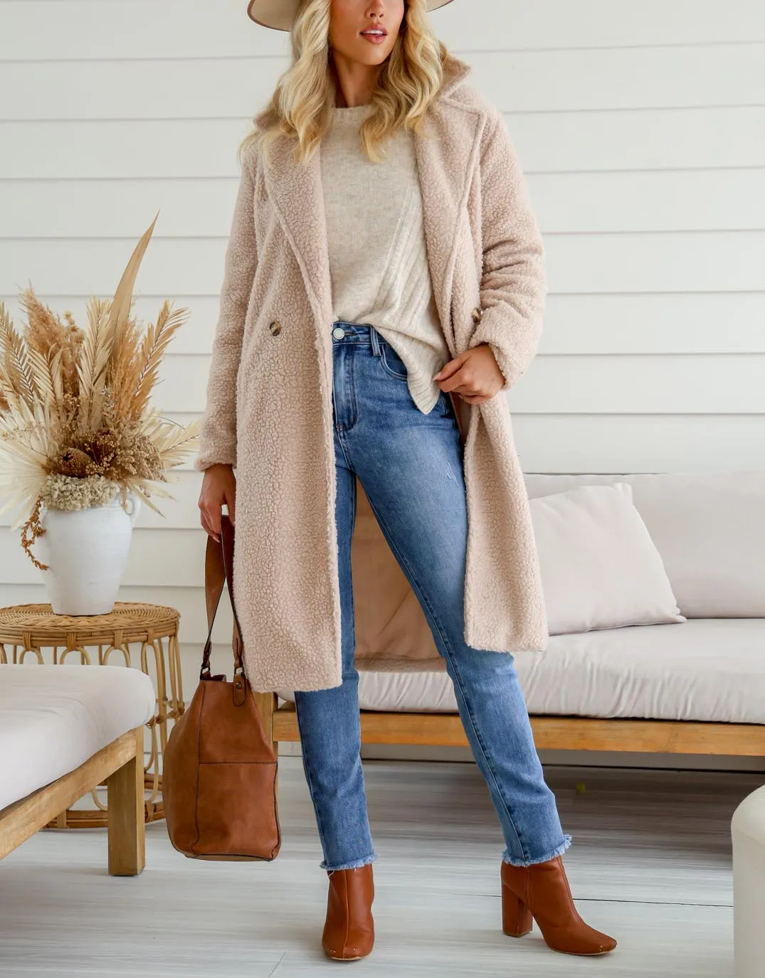 Boucle Coat - Natural sold by White & Co