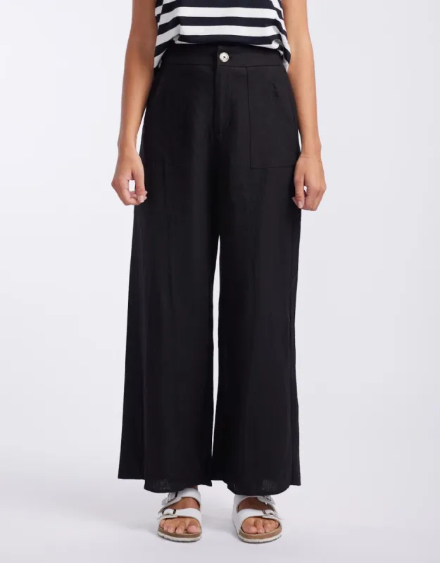 Jude Wide Leg Linen Pants - Black sold by White & Co