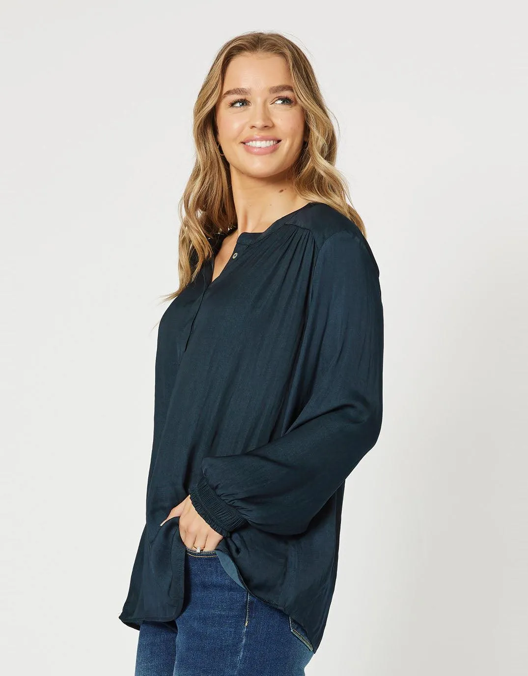 Luxe Nehru Top - Navy sold by White & Co product image thumbnail 4