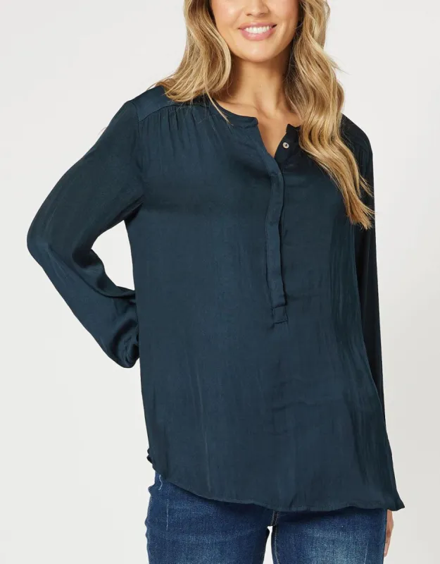 Luxe Nehru Top - Navy sold by White & Co