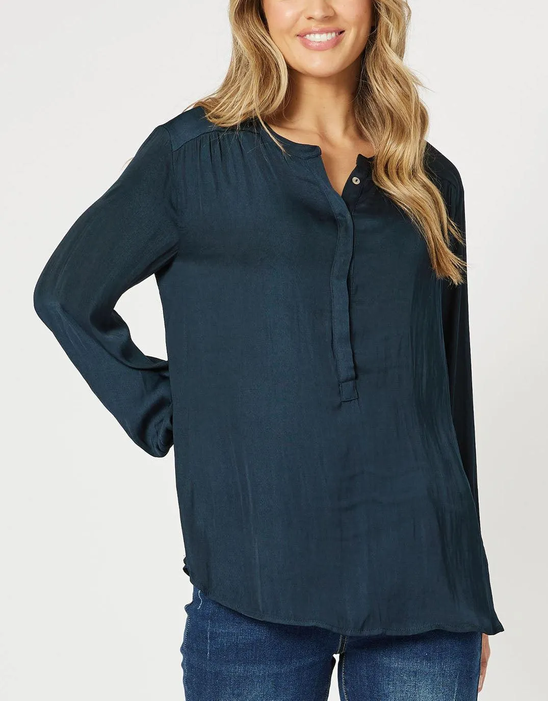 Luxe Nehru Top - Navy sold by White & Co