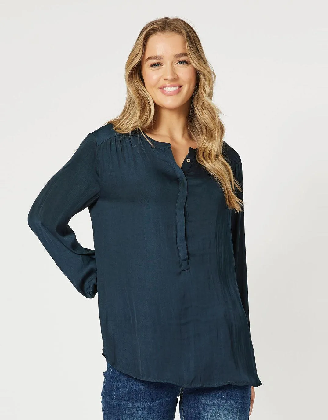 Luxe Nehru Top - Navy sold by White & Co product image thumbnail 5
