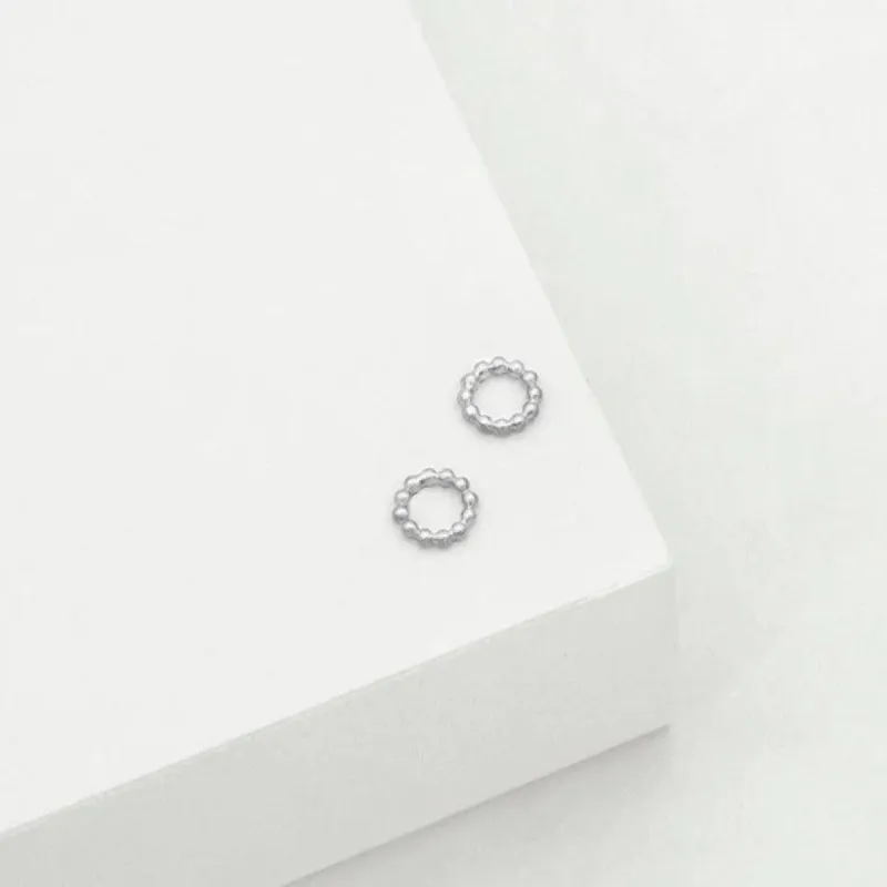 Beaded Circle Stud Earring - Silver sold by White & Co