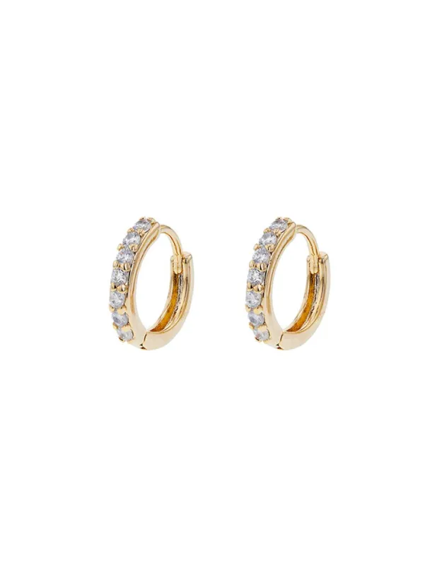 Small Crystal Hoops - Gold sold by White & Co