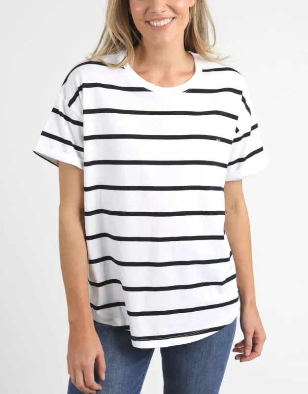 Halli Short Sleeve Stripe Tee - White/Navy Stripe sold by White & Co