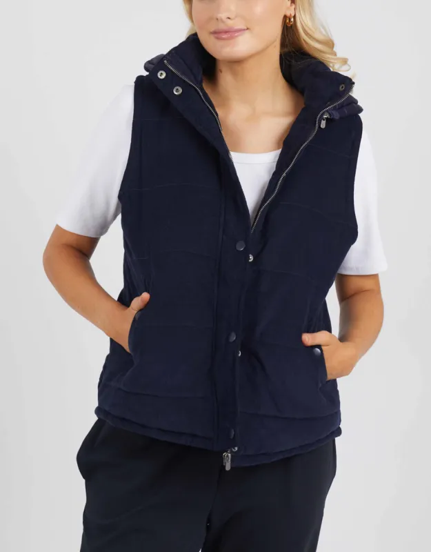 Cord Puffer Vest - Dark Sapphire sold by White & Co