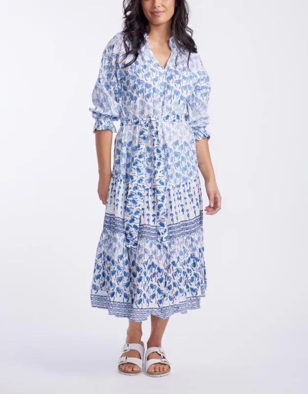 Waterlily Byron Midi Dress - Blue sold by White & Co