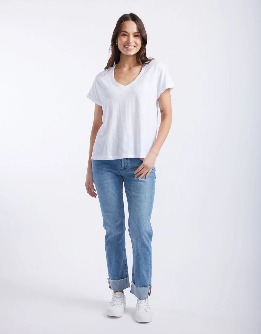 Turn Back V Neck T-Shirt - White sold by White & Co product image thumbnail 5
