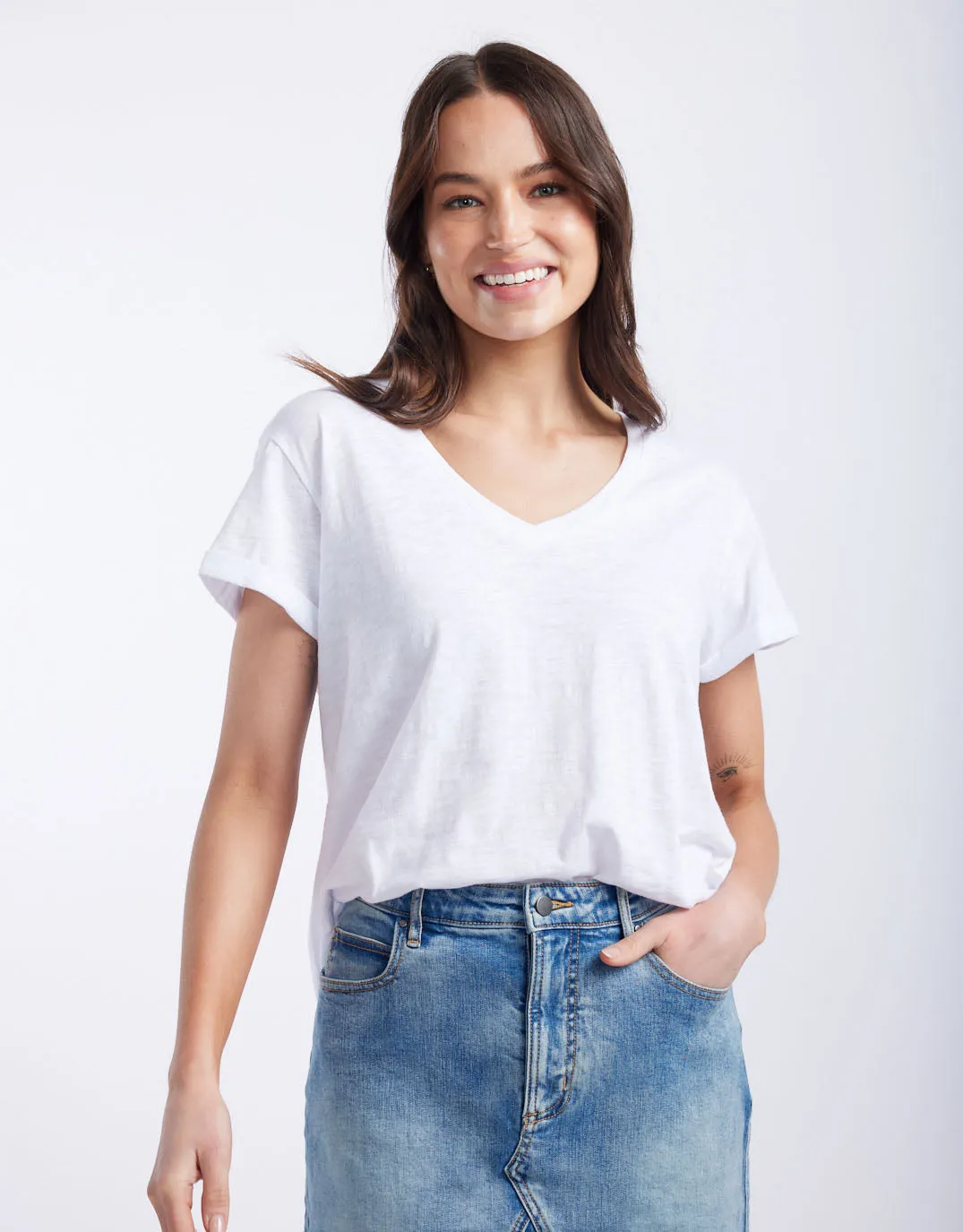 Turn Back V Neck T-Shirt - White sold by White & Co product image thumbnail 2