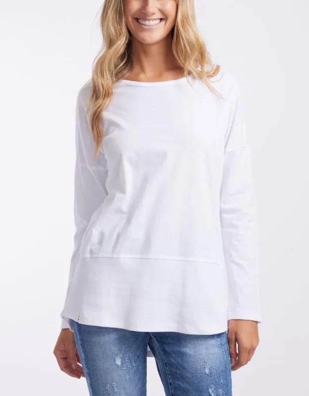 Fundamental Long Sleeve Rib Tee - White sold by White & Co