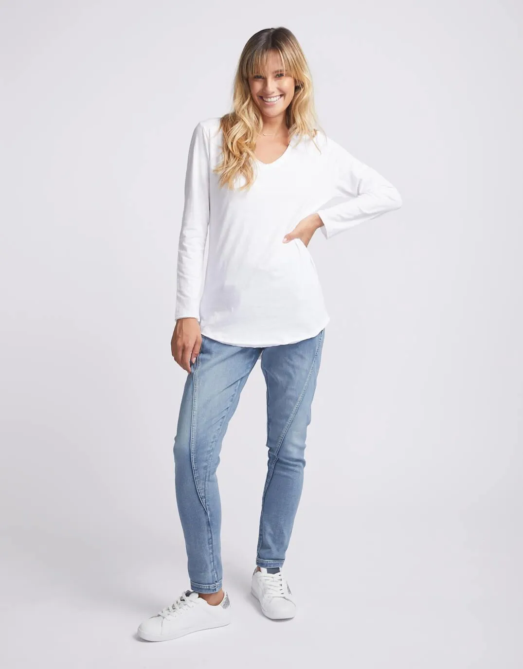Original V-Neck Long Sleeve T-Shirt - White sold by White & Co product image thumbnail 4