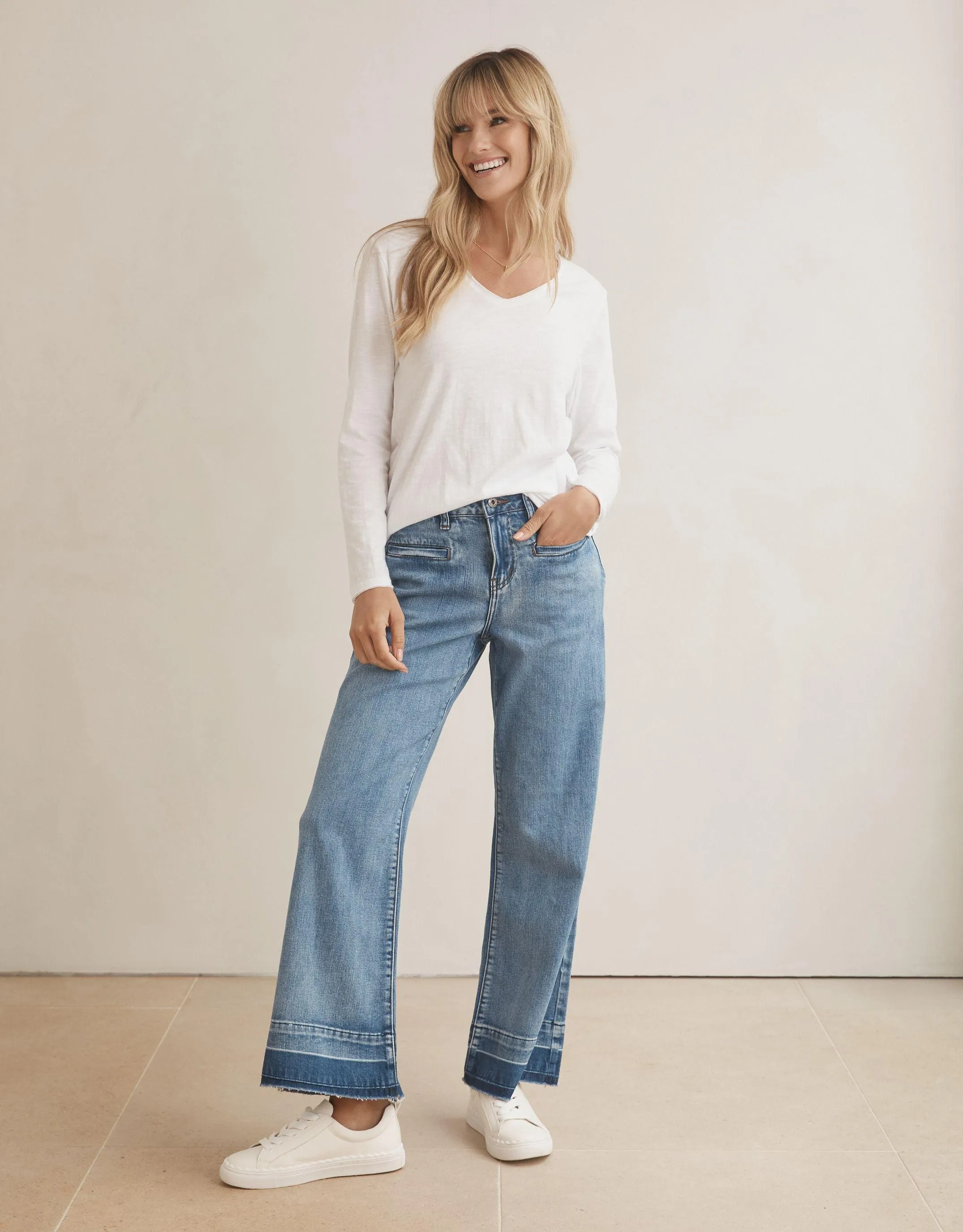 Original V-Neck Long Sleeve T-Shirt - White sold by White & Co product image thumbnail 2