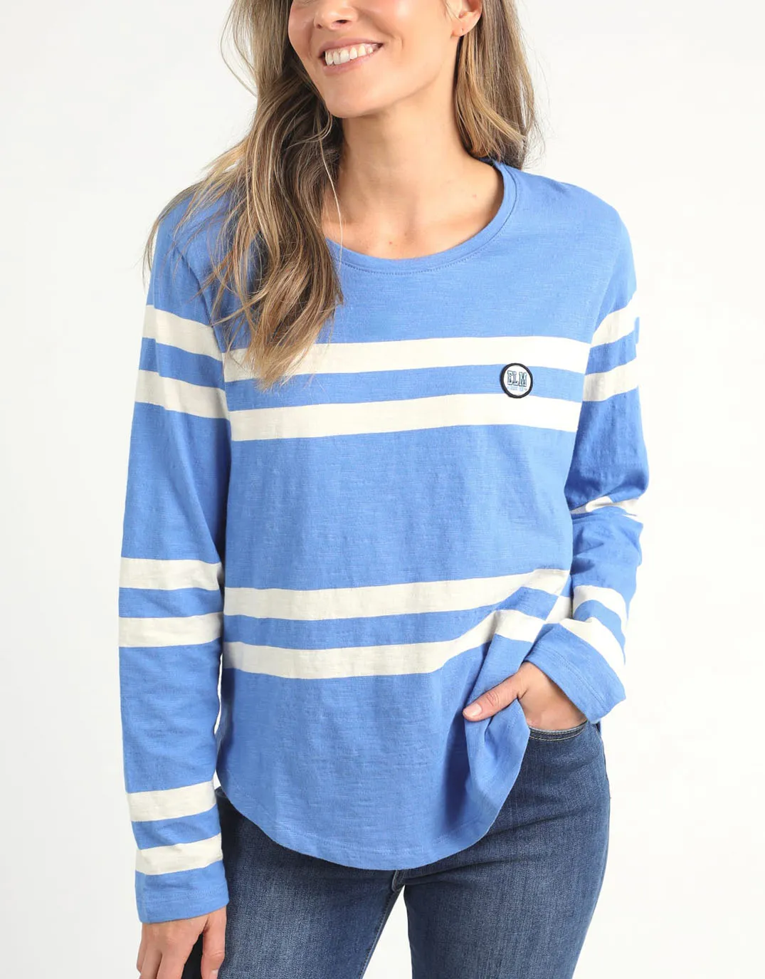 Allegra Long Sleeve Tee - Cerulean Blue sold by White & Co