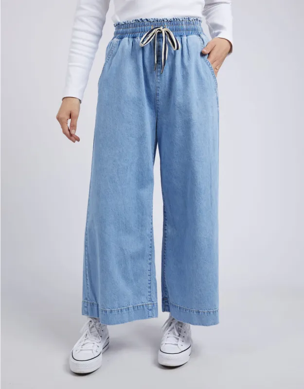 Greta Wide Leg Pant - Mid Blue Denim sold by White & Co